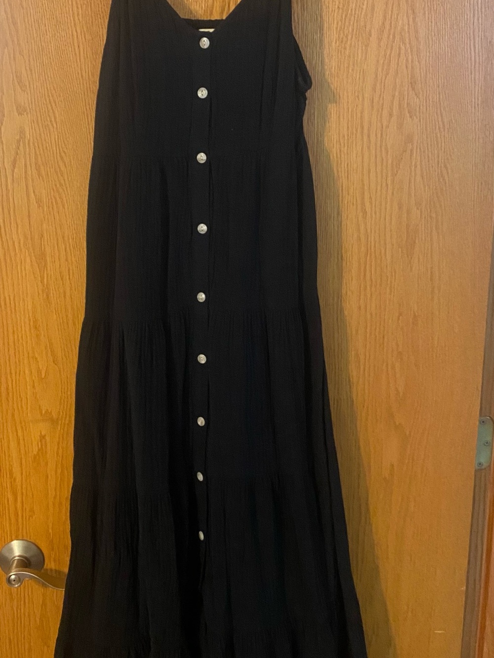 Universal Thread Black Button-Front Dress with Elastic Neckline